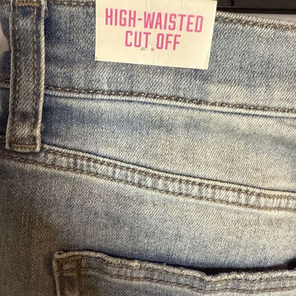 Pink Victoria Secret High‎ Waisted Cut off Shorts Womens 10 Blue Denim Frayed - Picture 8 of 11